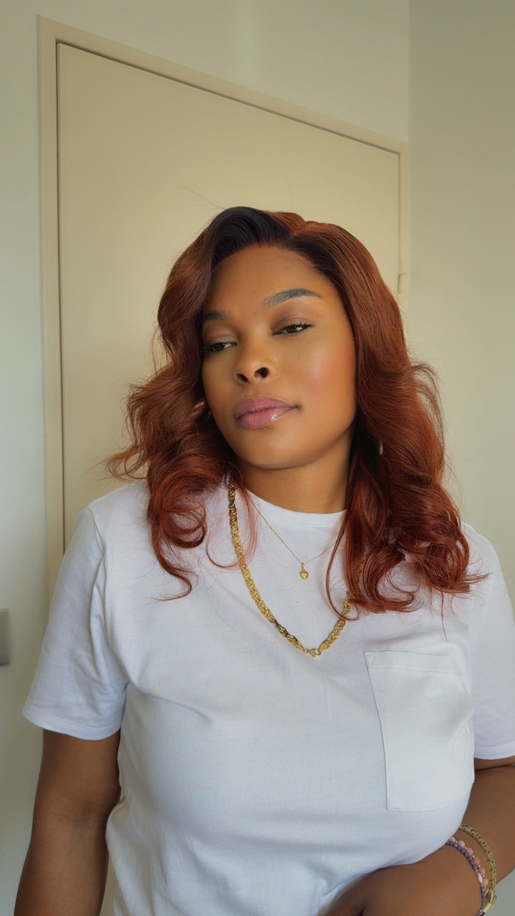 Perruque marron dentelle HD - Falonne short bob body wave