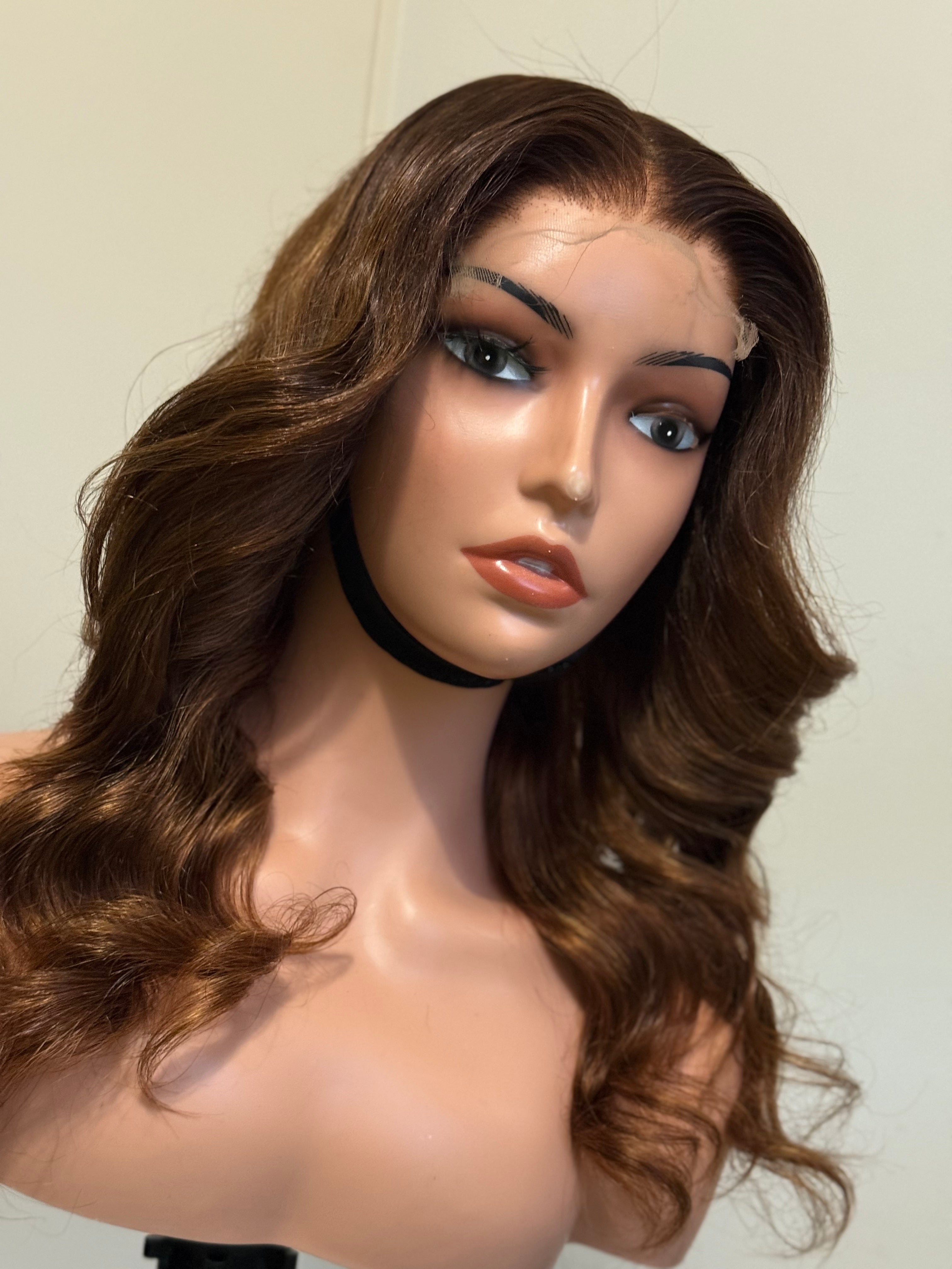 Virgin Hair Wig HD Glueless Brown Body Wave Lace Wig
