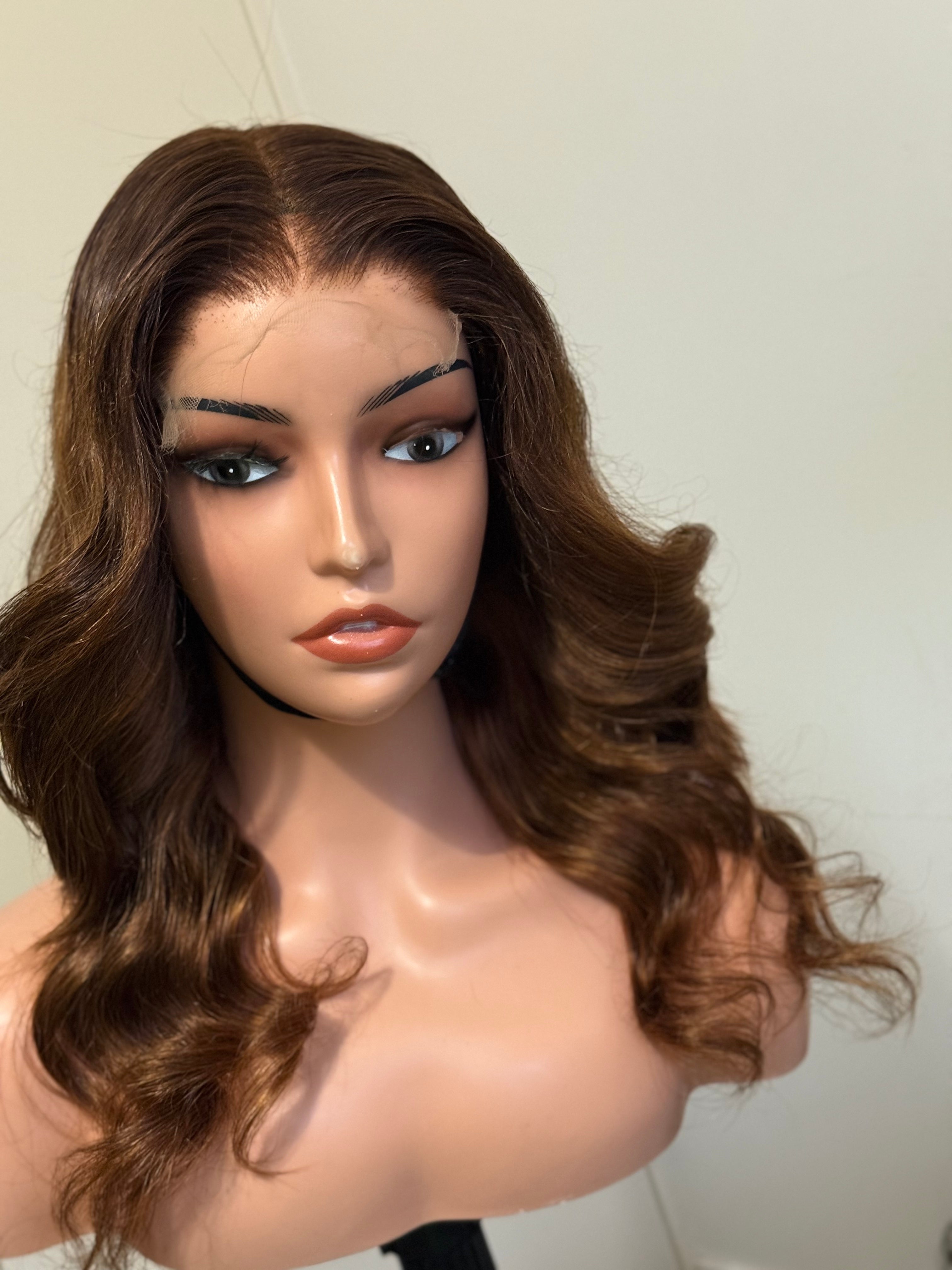 Virgin Hair Wig HD Glueless Brown Body Wave Lace Wig
