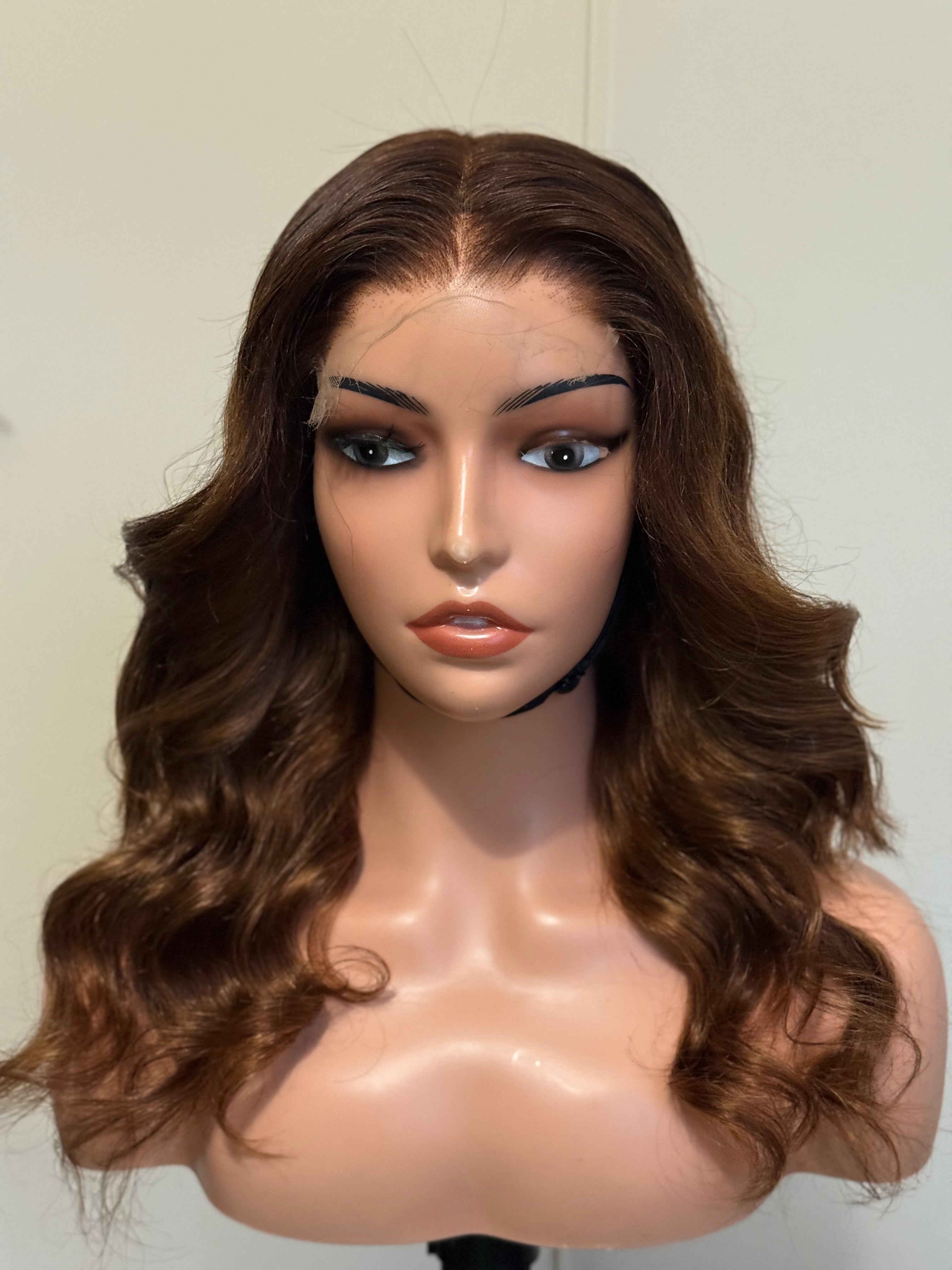 Virgin Hair Wig HD Glueless Brown Body Wave Lace Wig